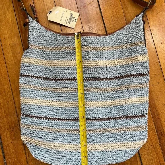 St John's Bay Tote Bag Women's Blue Yellow Straw Woven $65 NWT - Picture 6 of 7